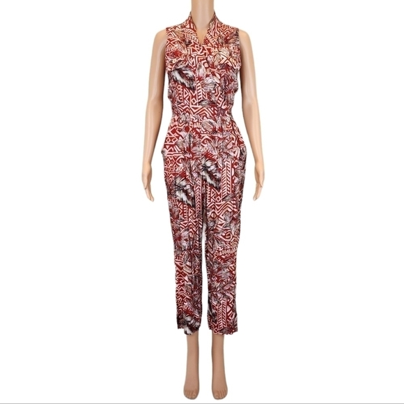 JSJ Red Floral Sleeveless Jumpsuit - Picture 1 of 11
